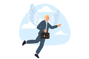 Businessman investor with feather, a Person Illustration by Vectorbuum