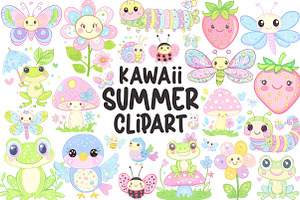 Kawaii Summer Clipart, an Illustration by SinaCreation