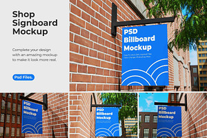 Shop signboard mockup, an Advertising Mockup by Partikusi Design
