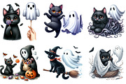 Funny Halloween Black Cat Ghost, an Illustration by DreamArtGraphic (Thumbnail 3 of 5)