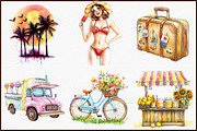 Vintage Retro Summer Clipart, an Illustration by Sublimation Artist (Thumbnail 3 of 6)