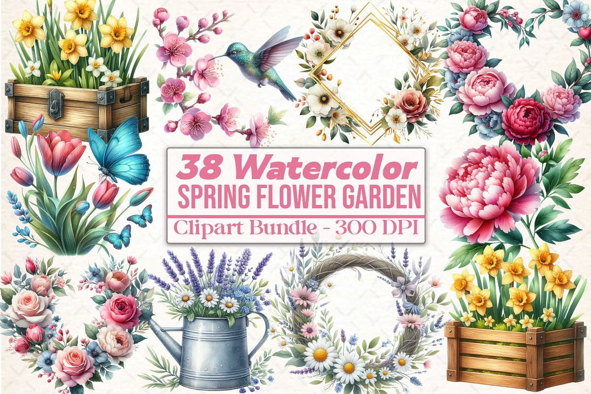 Spring Flower Garden Sublimation, an Illustration by DreamCafeArt (Photo 1 of 5)