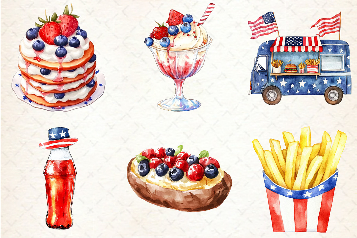 4th of July Fast Food Clipart, a Seasonal Illustration by Rose Art (Photo 3 of 4)