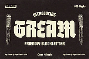 Gream Font Family, a Blackletter Font by Aiyari (Thumbnail 1 of 10)