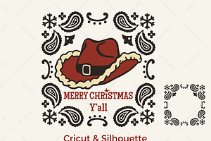 Cowboy Christmas Hat & Paisley SVG