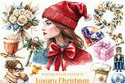 Watercolor Luxury Christmas Clipart, an Illustration by Craft Nest (Thumbnail 1 of 6)