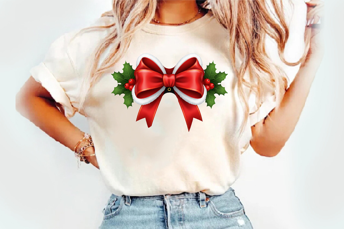 Christmas Coquette bow PNG, an Illustration by Watercolor design (Photo 2 of 3)