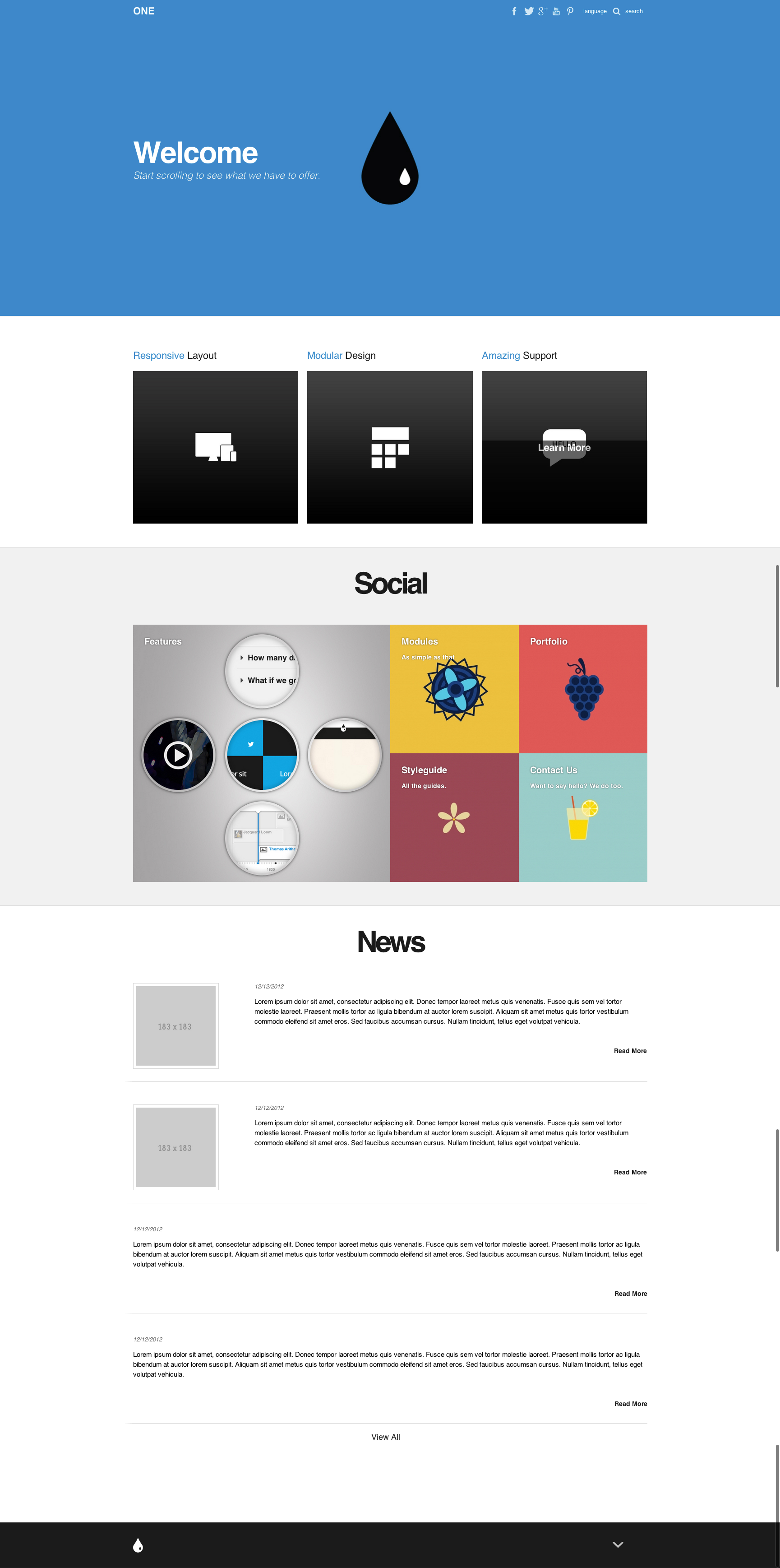 One – Responsive Multipurpose Theme, a Websites & App Template by musdy