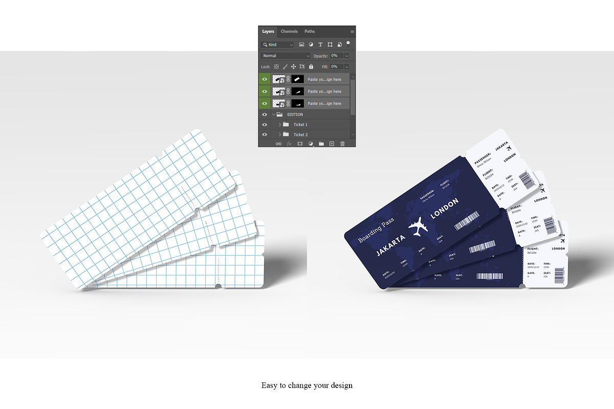 Airlines Ticket Mockup, a Product Mockup by FathirMarz (Photo 7 of 10)