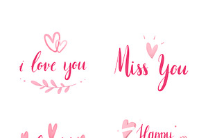 Valentines Day Typography Vector Set