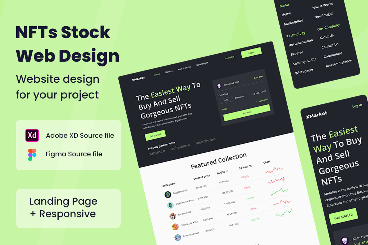 NFT Stocks Web Design, a Wireframe Template by INSPR STD (Photo 1 of 6)