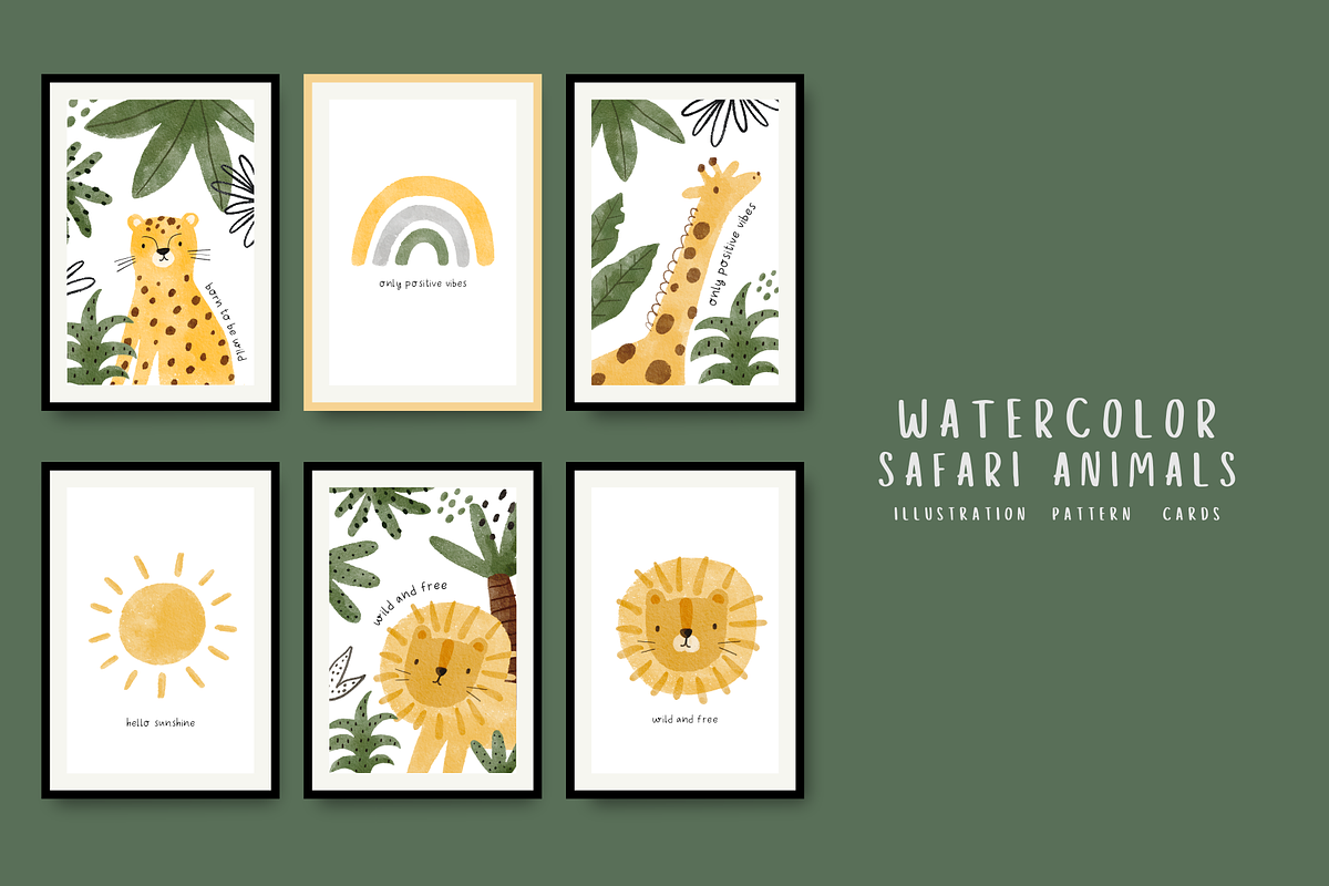 Watercolor Safari Animals, an Animal Illustration by Cute And Wild (Photo 1 of 7)