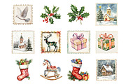 Vintage Christmas Stamps, an Illustration by Design Market (Thumbnail 2 of 3)