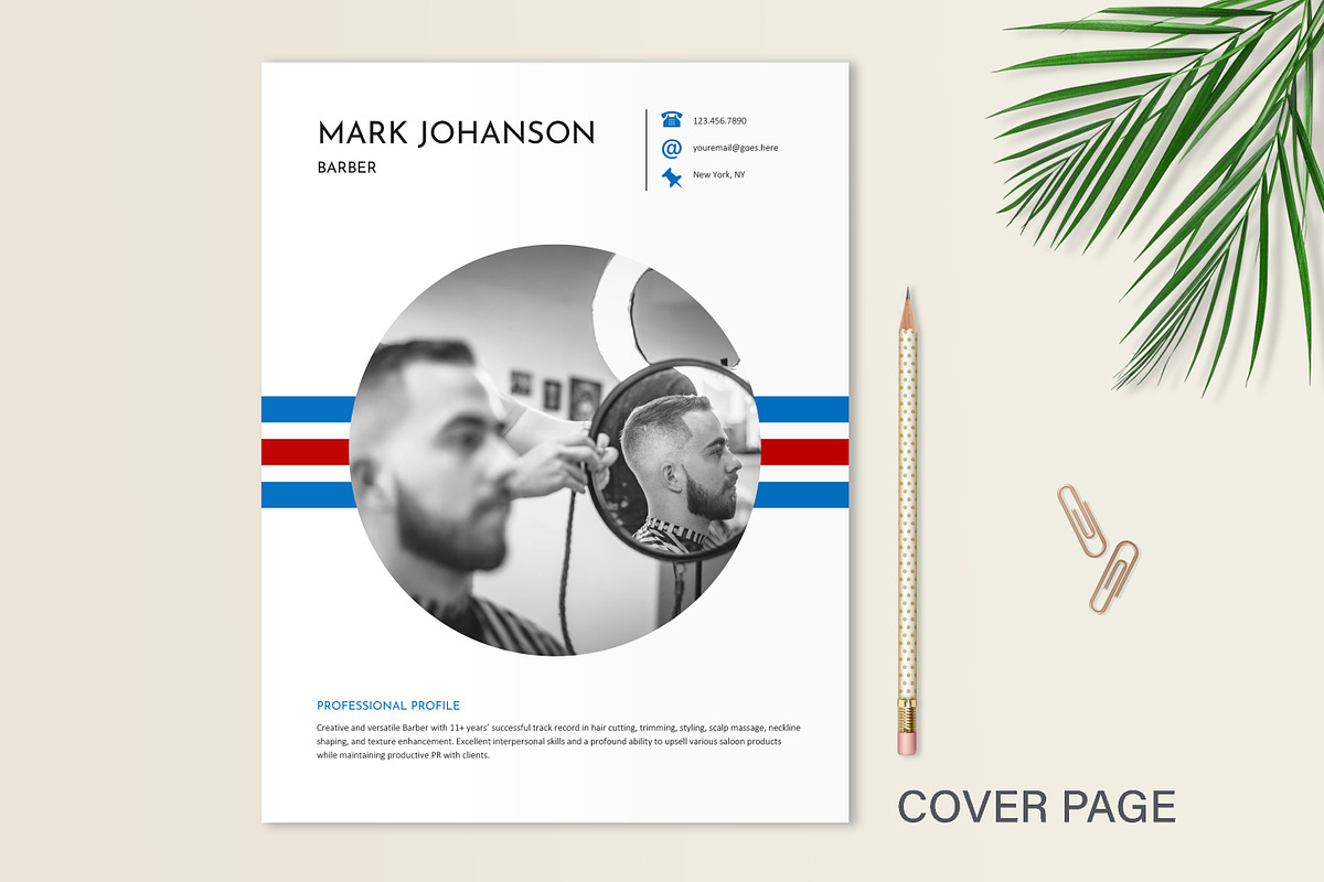 Barber Resume Template Design, a Resume Template by Stanin Studio (Photo 2 of 10)