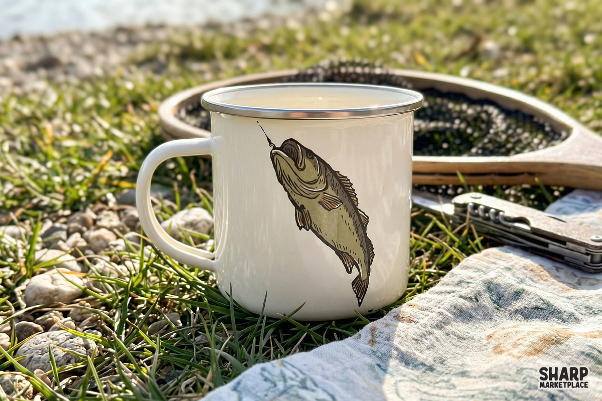 Rustic Bass Fishing Illustration, an Object Graphic by SharpMarketplace (Photo 4 of 5)