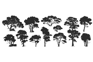 Trees silhouette. Tree monochrome, an Object Illustration by Stock-Smart-Start