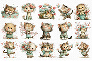 Whimsical Spring Cat Clipart Png, an Illustration by Craft Nest (Thumbnail 6 of 12)
