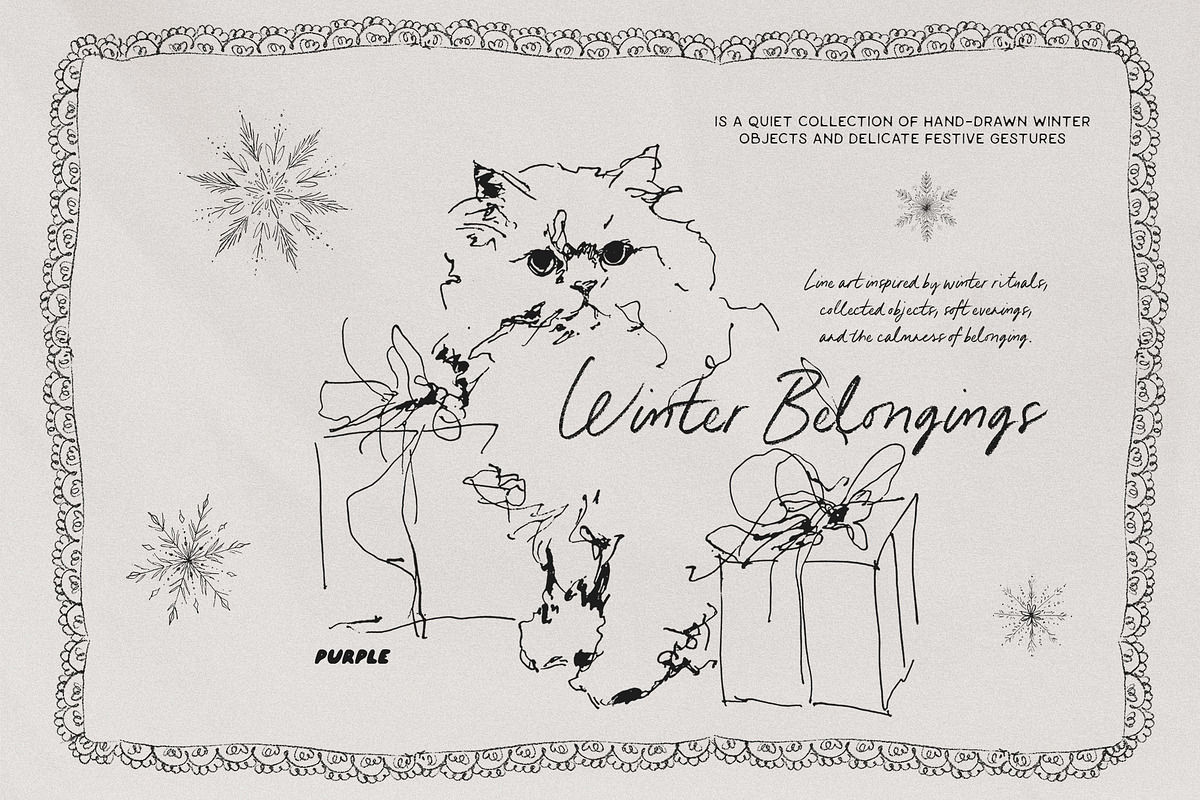 Winter Belongings: Holiday Line Art, a Seasonal Illustration by Purple (Photo 5 of 15)