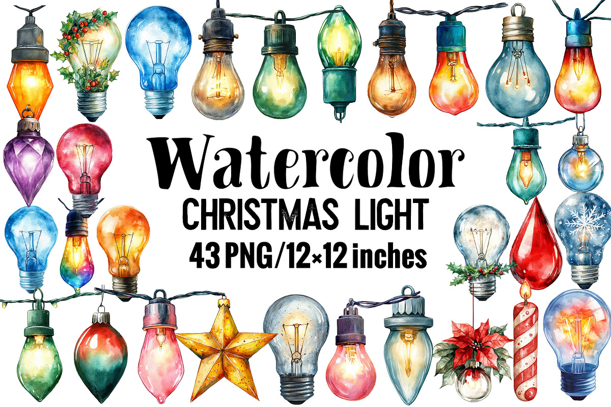 Watercolor Christmas Light, an Illustration by Design Market (Photo 1 of 3)