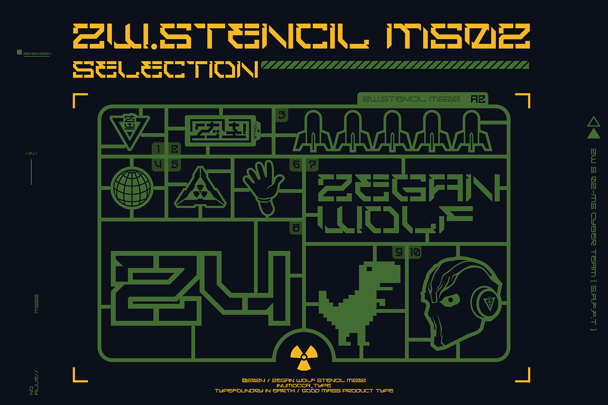 Z.W Stencil, a Sans Serif Font by inumocca_type (Photo 2 of 13)