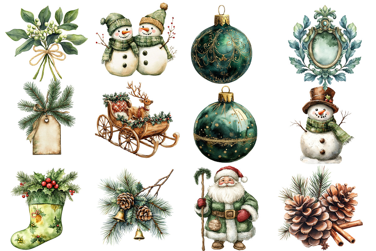 Christmas Winter Watercolor Clipart, an Illustration by Designworld (Photo 4 of 6)