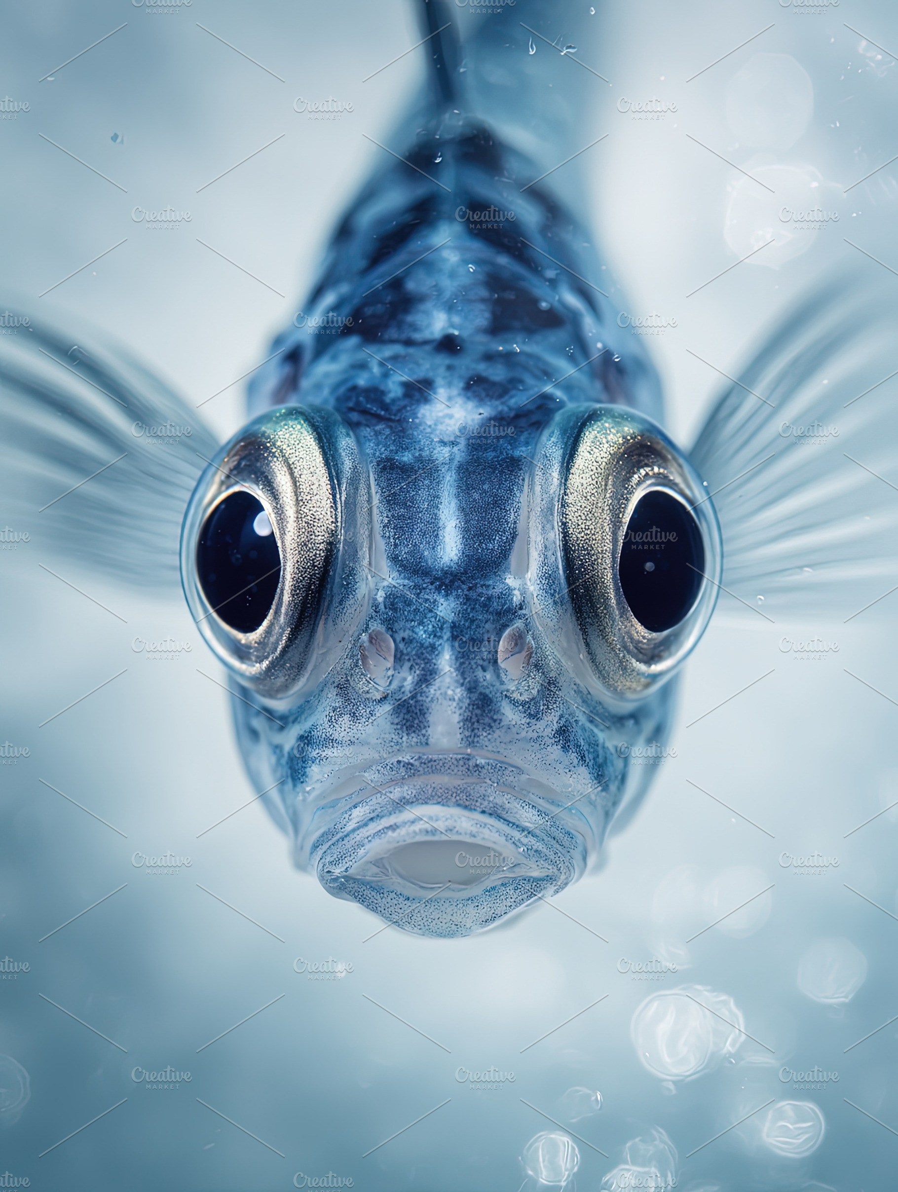 Blue Fish Macro shot of a blue fish facing the camera underwater, an Animal Photo by Ales Munt