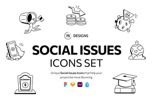 Social Issues Icon Set, an Outline Icon by Prosymbols