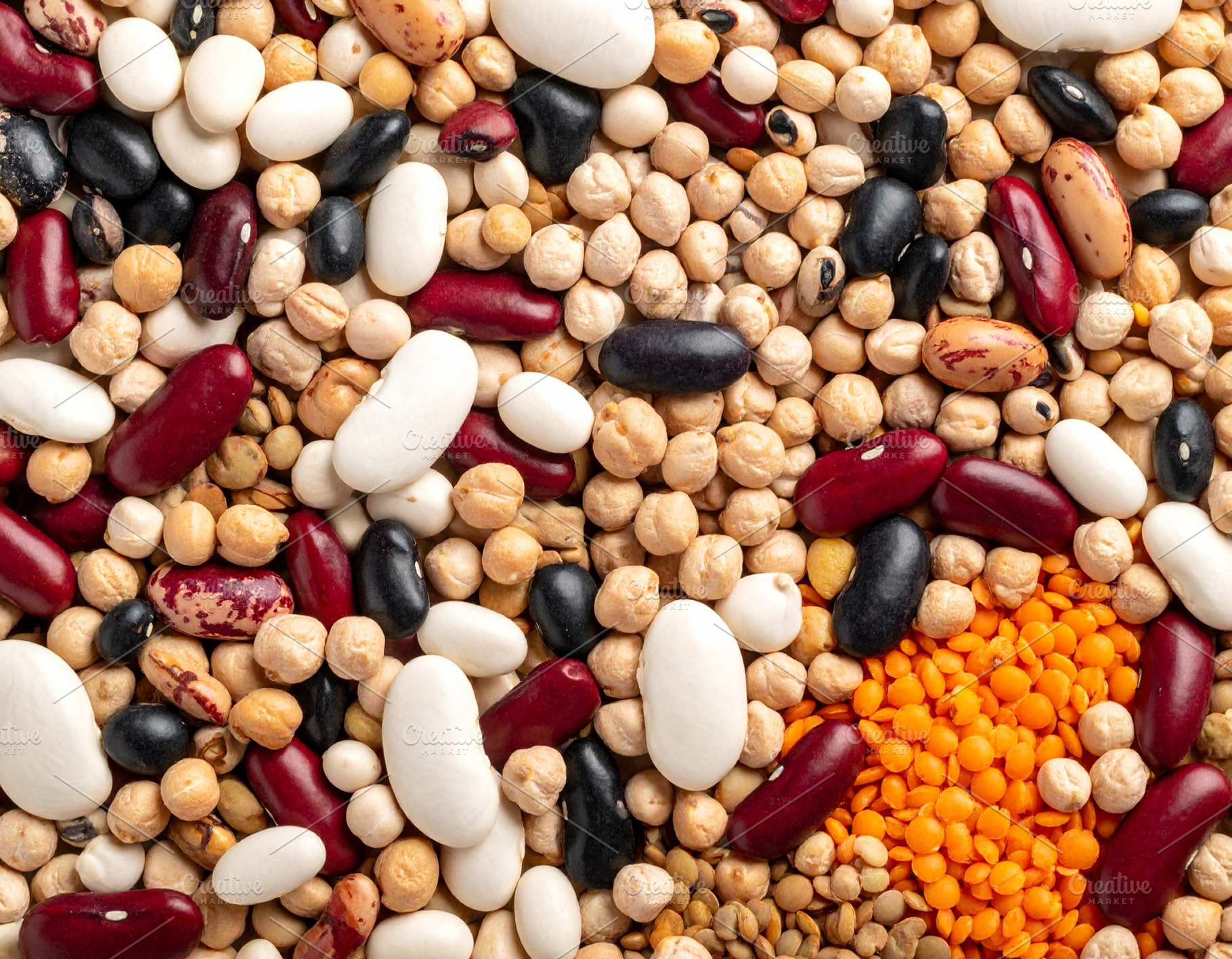 mixed legumes top flat view AI generated, a Photo by WorldPhotos