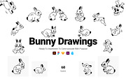 Bunny Drawing Icons, an Outline Icon by Prosymbols (Thumbnail 1 of 5)