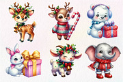 Christmas Cute Animals Clipart PNG, an Illustration by Dream Creation (Thumbnail 6 of 7)