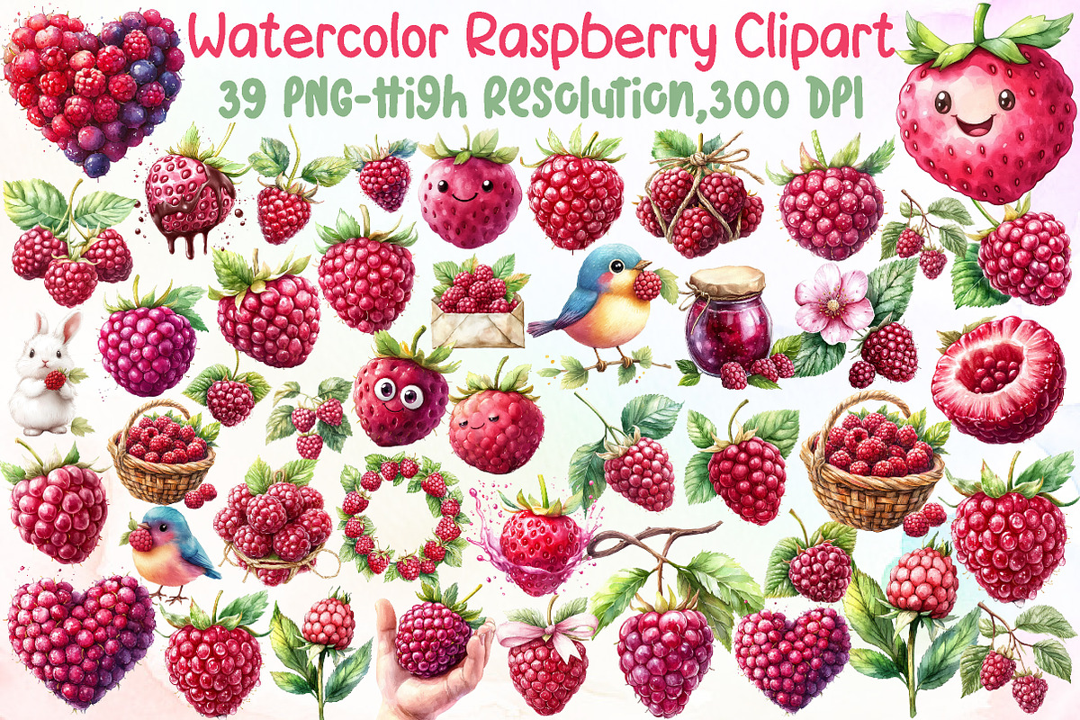 Watercolor Raspberry Clipart, an Illustration by Sublimation Artist (Photo 1 of 6)