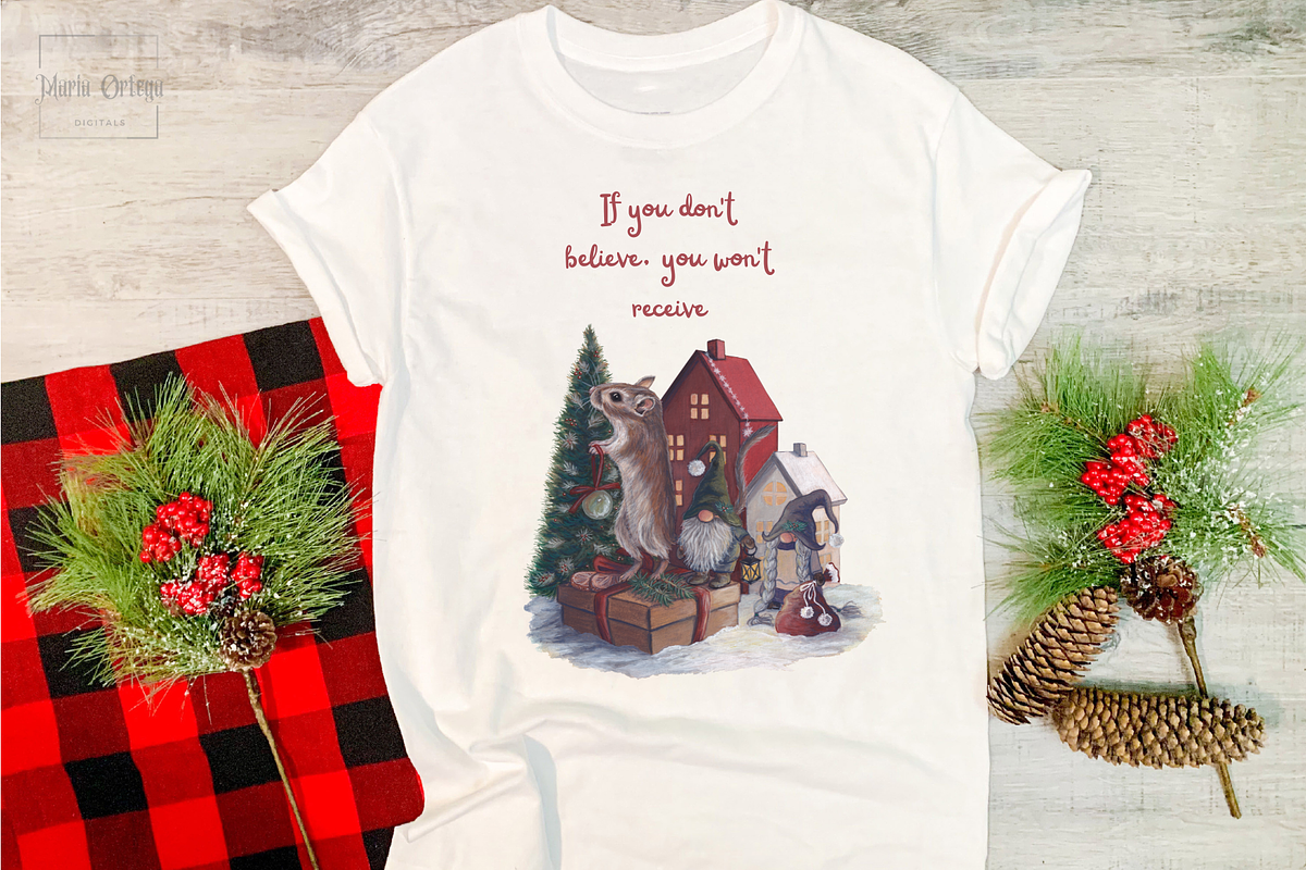 Gnomes and Gerbil Christmas Scene, an Illustration by MariaOrtegaDigitals (Photo 4 of 5)