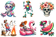 Watercolor Summer Skeleton Png Clipa, an Illustration by DreamArtGraphic (Thumbnail 2 of 4)
