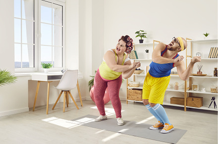 Happy fat woman having fun sports, a Sports & Recreation Photo by StudioRomantic