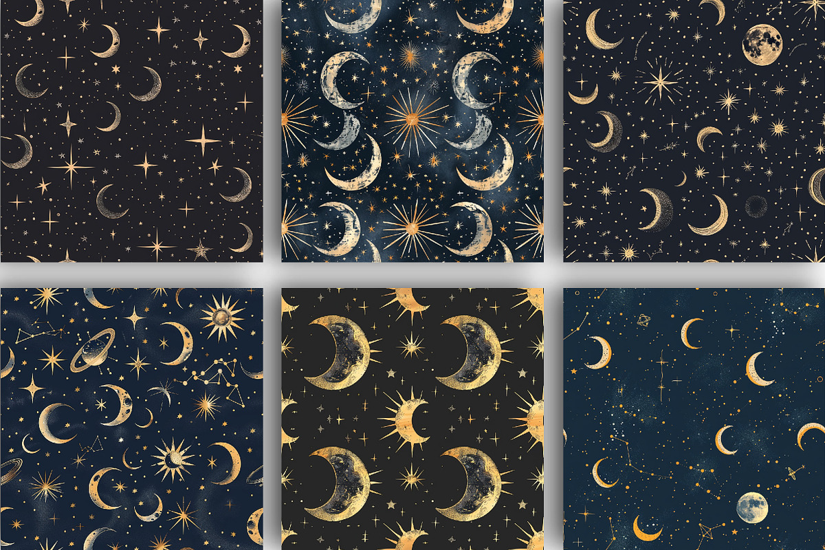 Mystical Celestial Pattern, a Background Graphic by DreamCafeArt