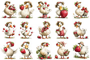 Whimsical Goose Strawberry Clipart, an Illustration by OK Design (Thumbnail 3 of 6)