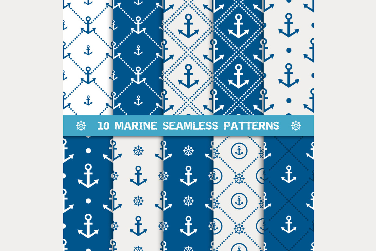 Vector seamless pattern with anchor, a Pattern Graphic by mnke art studio