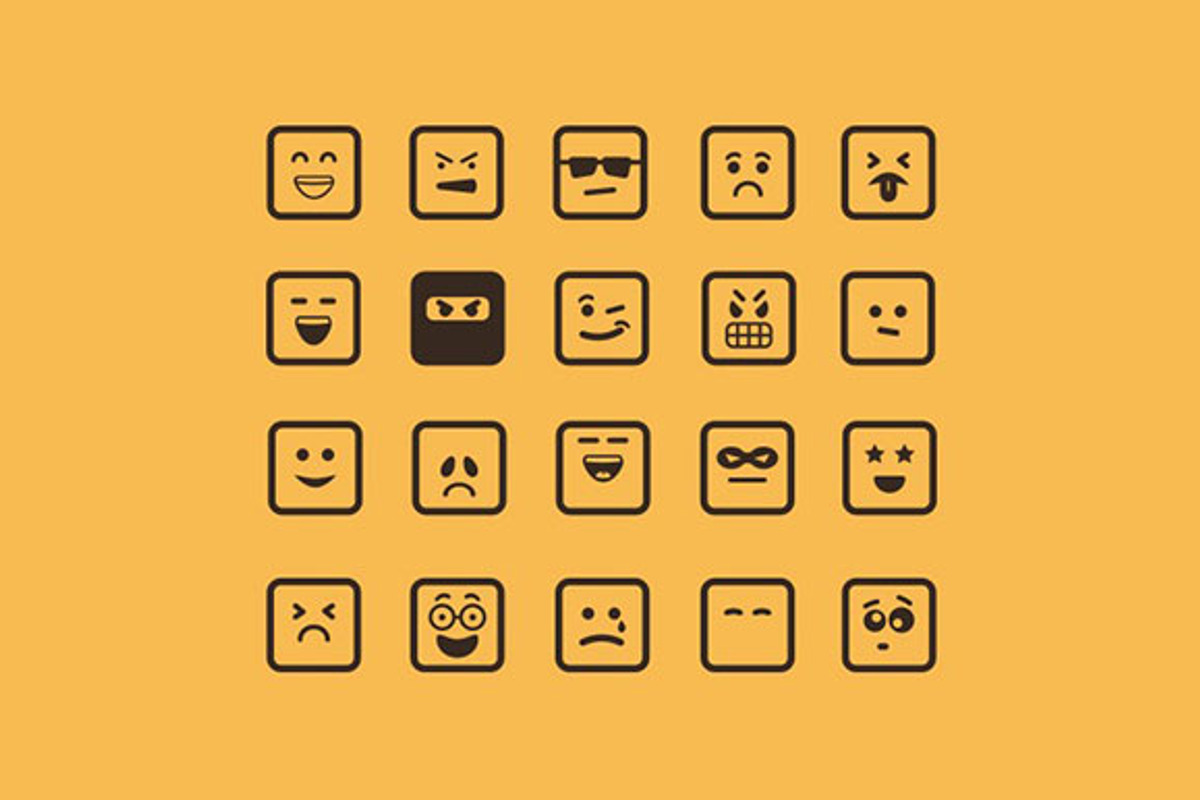 Square Emoticon Vectors, an Outline Icon by Medialoot