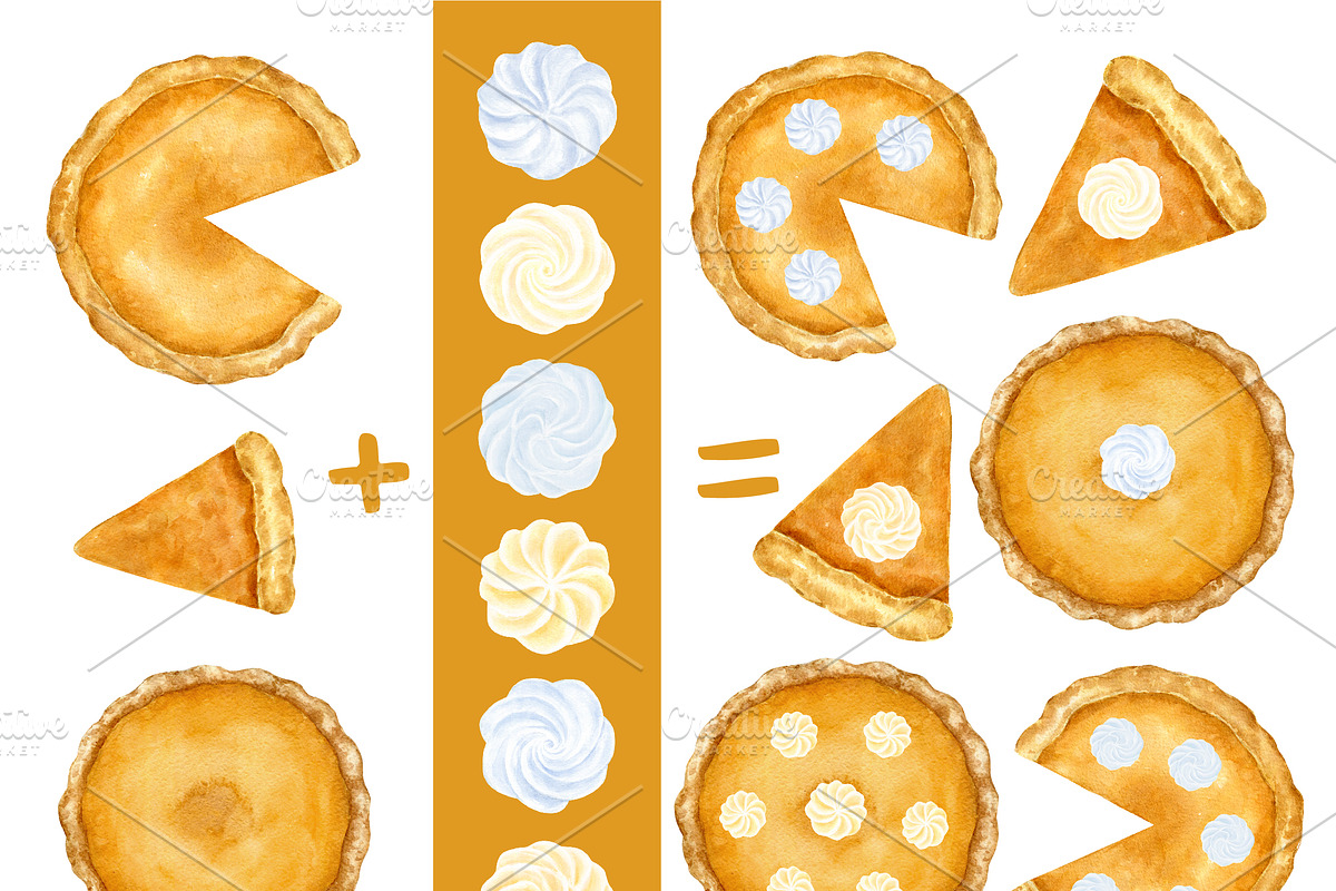 Pumpkin Pie Watercolor Clip Art, a Background Graphic by Watercolor Clipart (Photo 5 of 6)