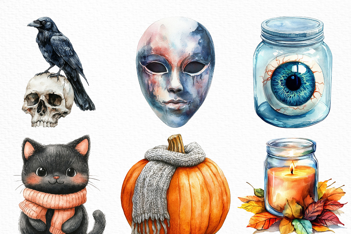 Creepy and Cozy Halloween Clipart, an Illustration by Craft Nest (Photo 2 of 6)
