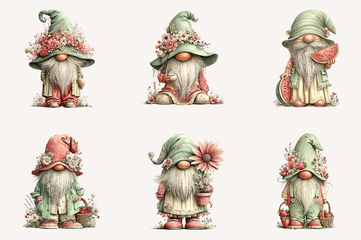 Whimsical summer gnome clipart, an Illustration by Designworld (Photo 3 of 5)