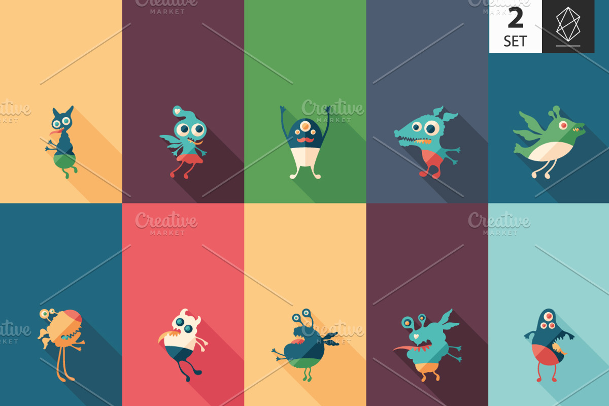 Monsters flat square icon set 2, an Icon by Yury Velikanov (Photo 2 of 3)