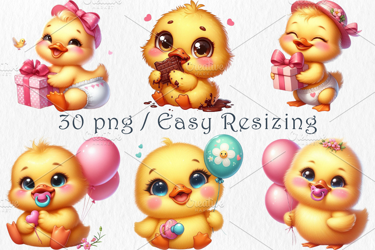 Cute Duckling Girl Clipart., an Animal Illustration by GalaDesign03 (Photo 5 of 7)