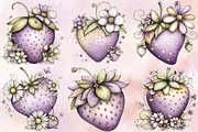 Whimsical Spring Strawberry Clipart, an Illustration by SVGArt (Thumbnail 4 of 9)