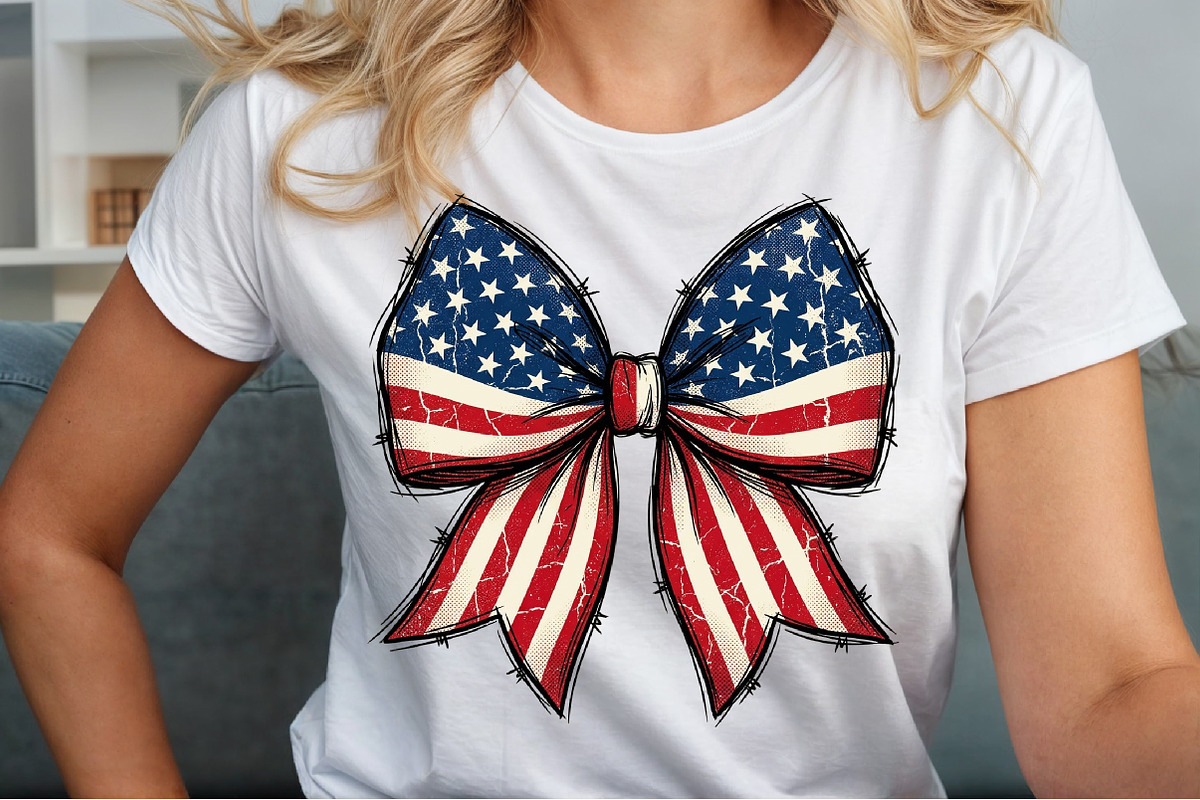 Retro USA Flag Bow PNG, a Seasonal Illustration by Sublimation Artist (Photo 5 of 9)
