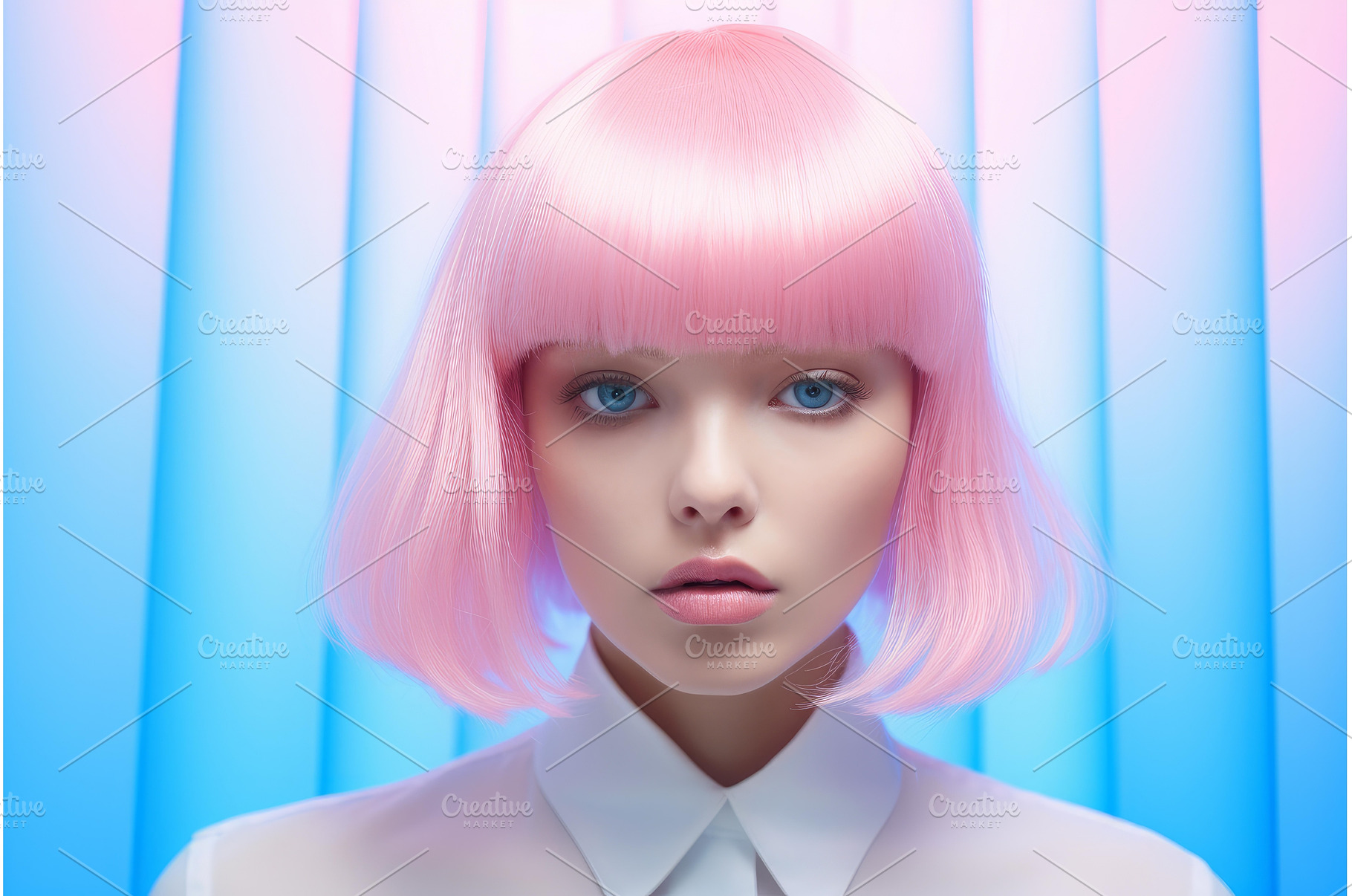 Mysterious Pink blue girl captured, an Arts & Entertainment Photo by Ylivdesign