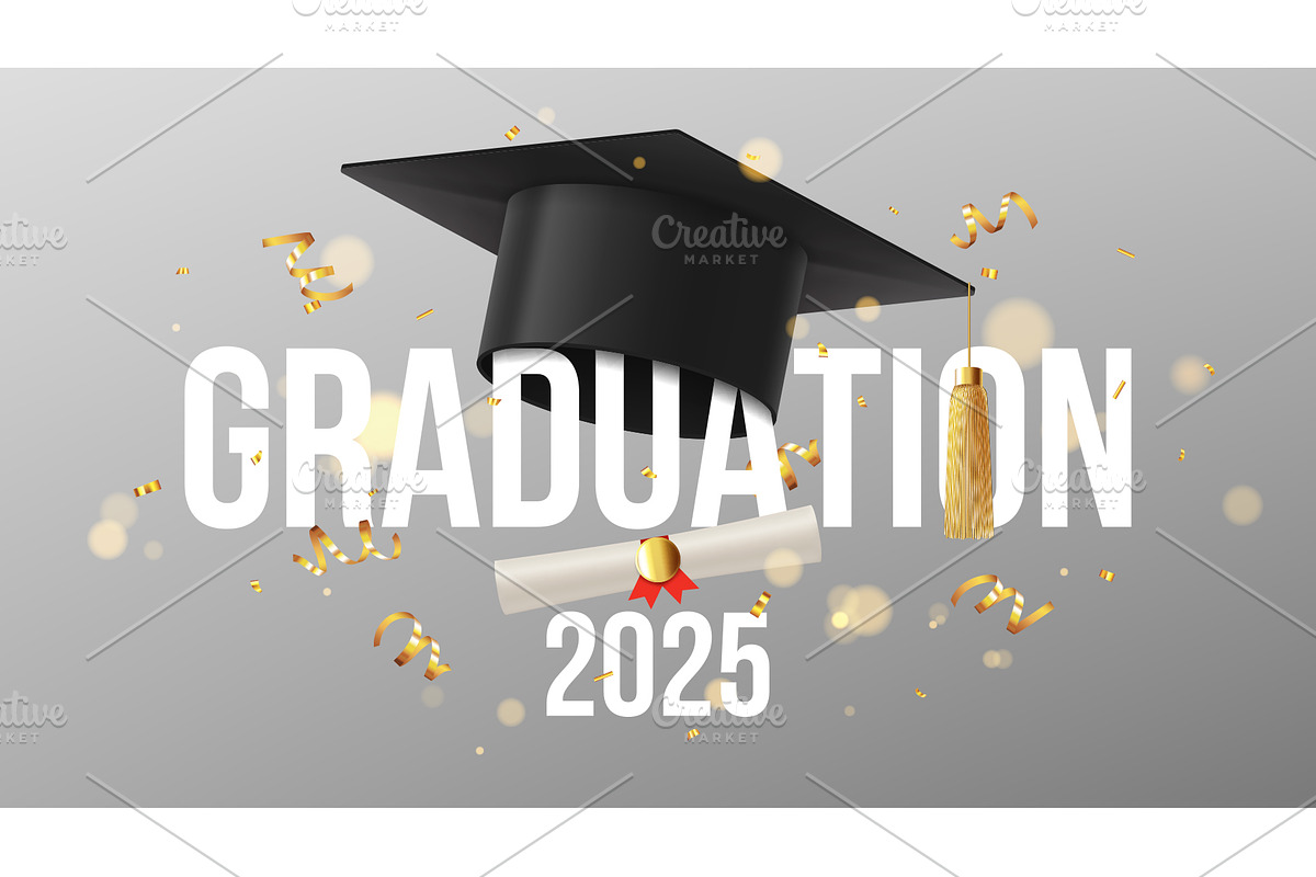 Modern banner for graduation 2025, an Education Illustration by Andrey Yaroslavtsev