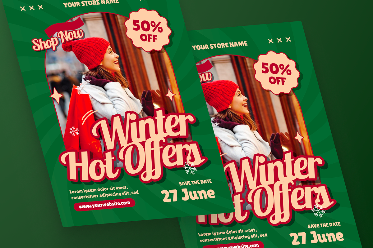 Snowflakes Hot Offers Flyer, a Flyer Template by MMPixelCraft (Photo 6 of 6)