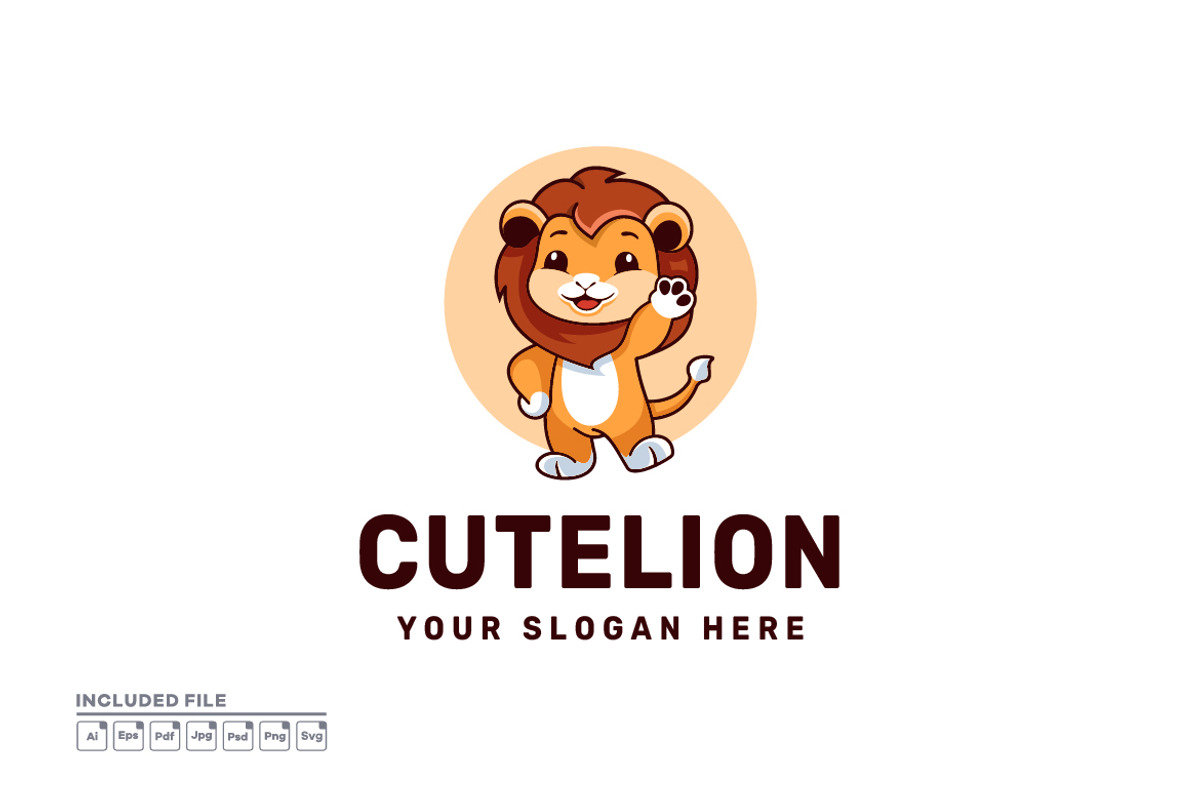Lion Cute Logo Design Vector, a Branding & Logo Template by yuanesei