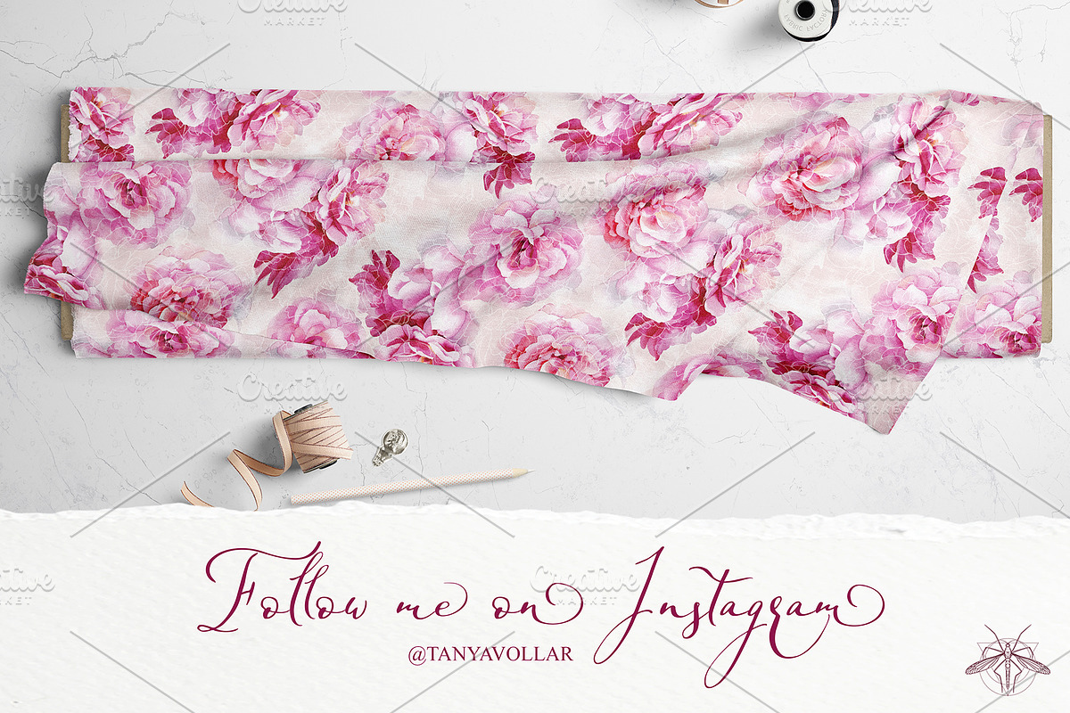 Sherbet | Watercolor roses patterns, a Pattern Graphic by Tanya Vollar (Photo 11 of 11)